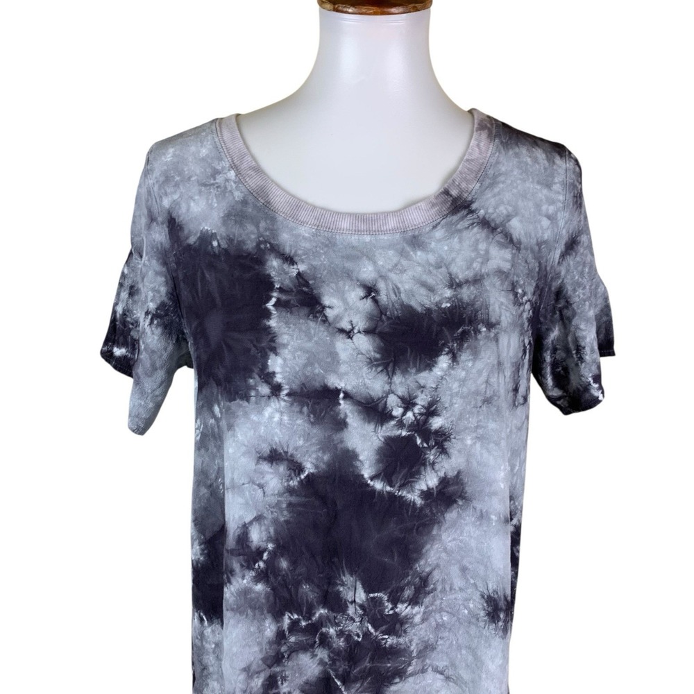 M Fredric Gray Black Tie Dye T Shirt Dress Size M Casual Boho Lounge - Picture 2 of 6
